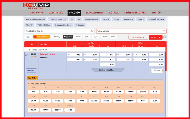 KEOVIP cung cấp kèo nhà cái uy tín, đáp ứng nhu cầu cá cược